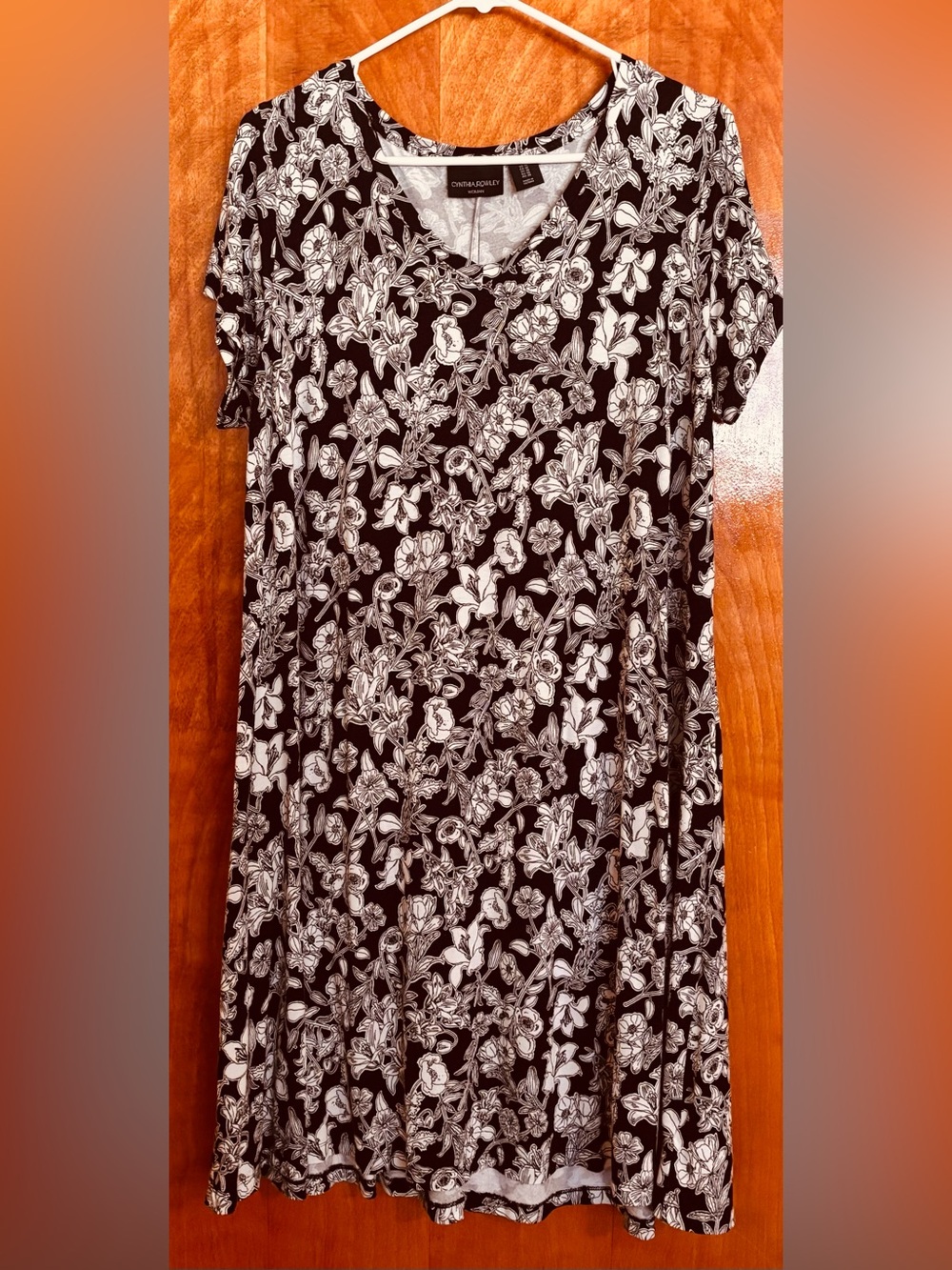 Cynthia Rowley Black Dress with White Floral Print